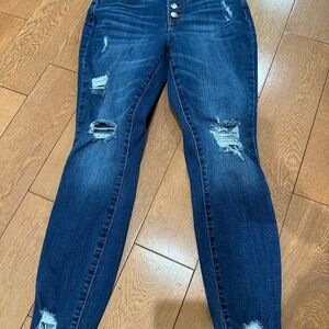 Maurices Dark Blue Distressed Skinny Jeans